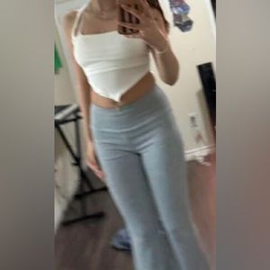 Lace up ribbed cami top